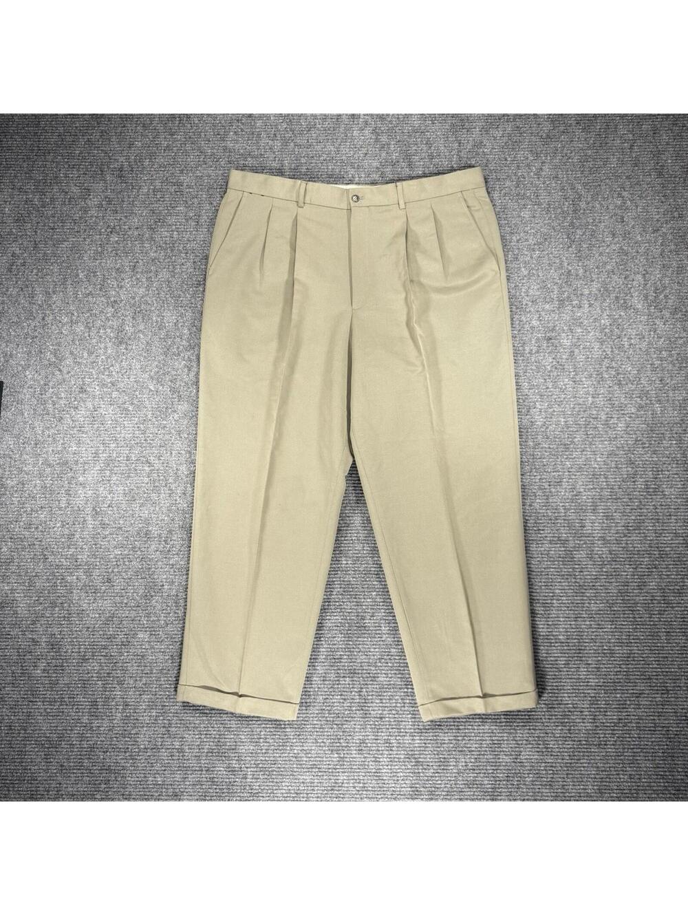 Axcess Liz Claiborne Double Pleated Dress Pants Tan Beige Men's Size 42/30